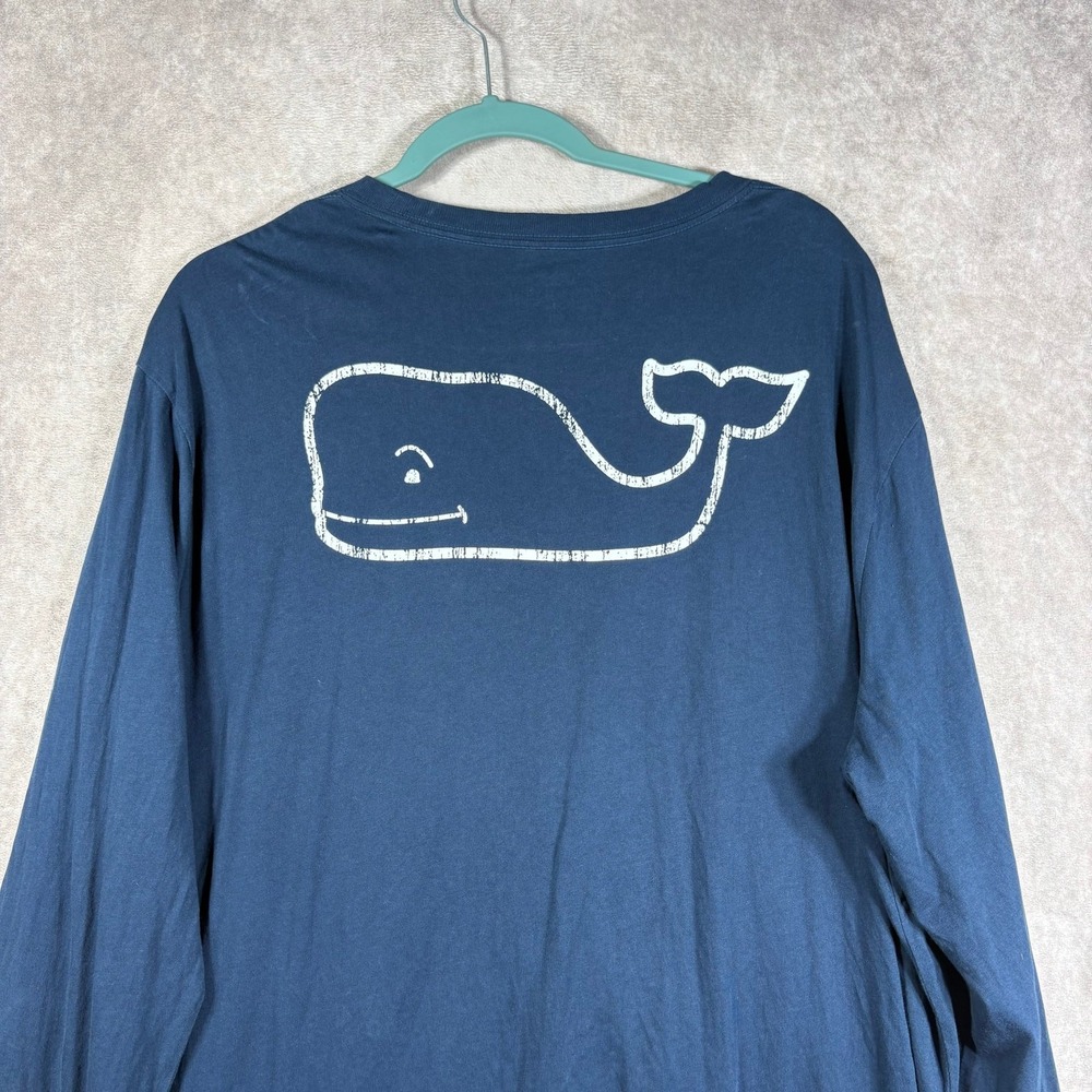 Vineyard Vines Shirt Mens Size‎ XL Blue Whale Pocket Long Sleeve Casual Preppy